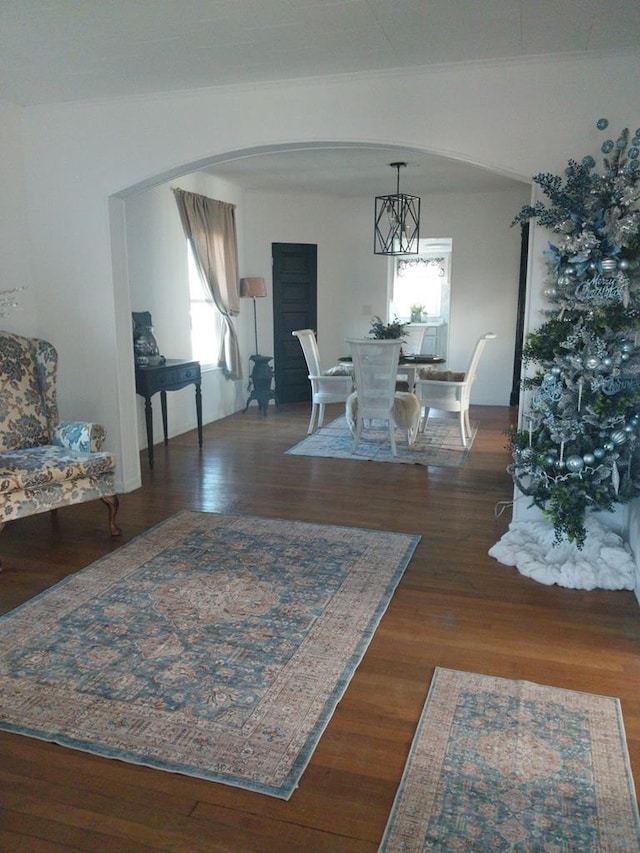 dining room with dark hardwood / wood-style flooring