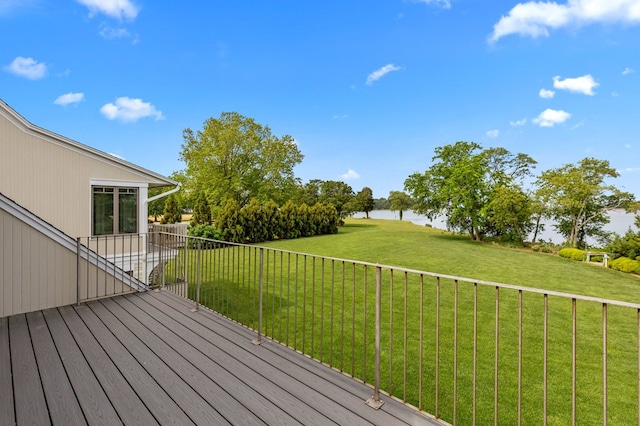 5457 Bayford Rd, Eastville, VA 23354 - deck featuring a water view and a lawn