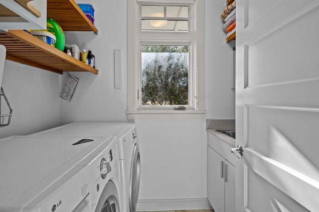 5457 Bayford Rd, Eastville, VA 23354 - washroom with washer and dryer and cabinet space