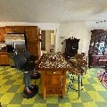 kitchen with carpet flooring