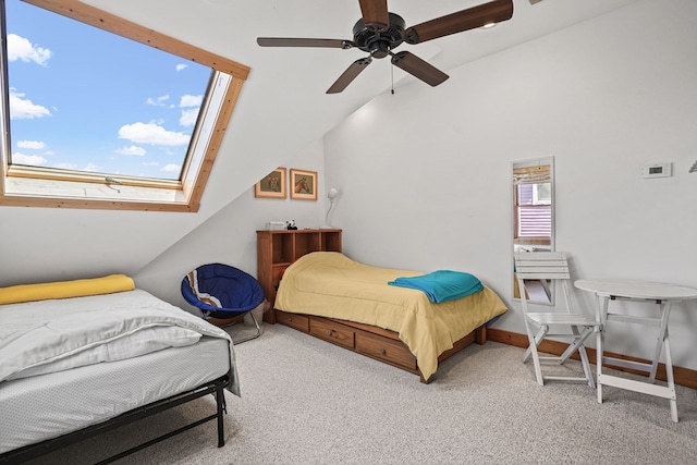 5095 Blake Point Rd, Chincoteague, VA 23336 - carpeted bedroom featuring vaulted ceiling and ceiling fan