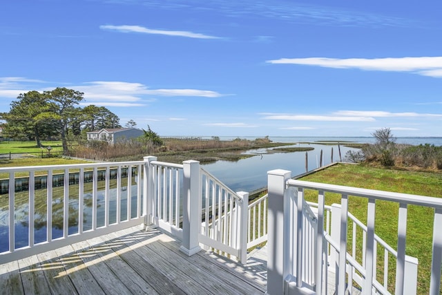 5095 Blake Point Rd, Chincoteague, VA 23336 - wooden deck featuring a water view