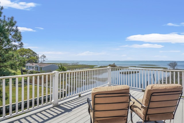 5095 Blake Point Rd, Chincoteague, VA 23336 - wooden deck with a water view