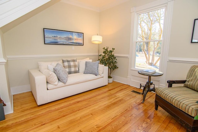 living area with light wood-type flooring