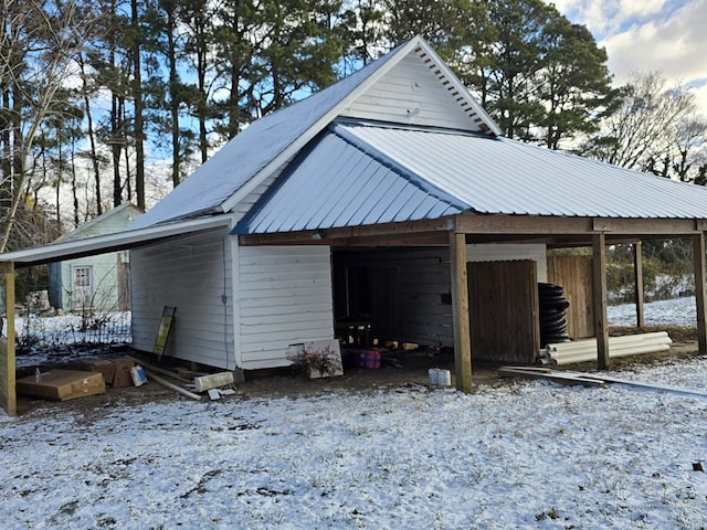 view of snow covered exterior