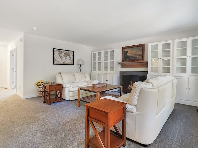 living room with carpet floors