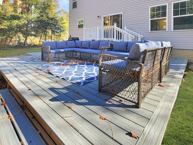 deck featuring an outdoor living space