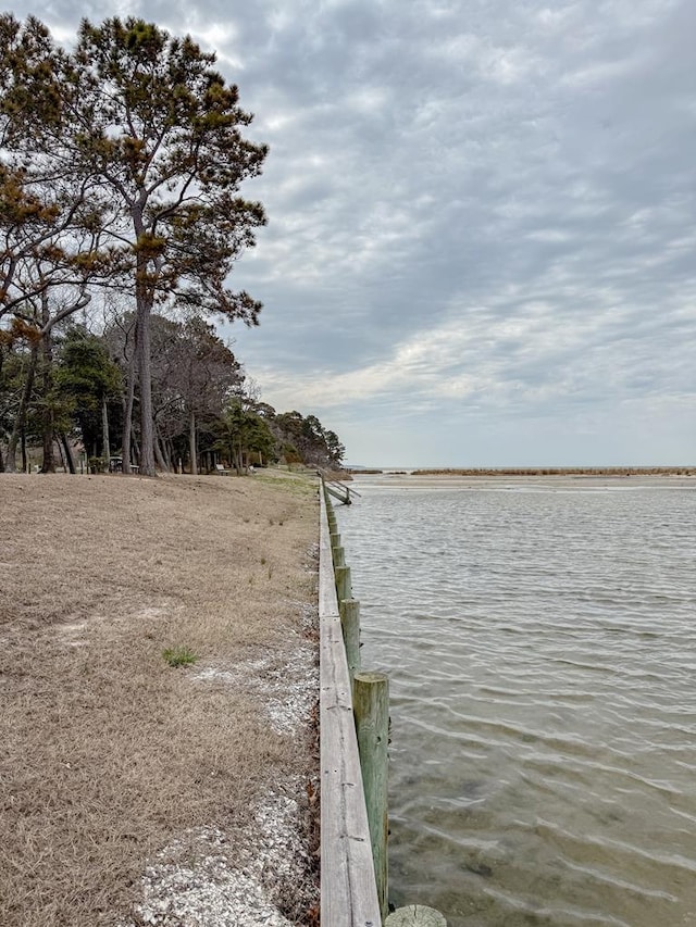 view of dock featuring a water view