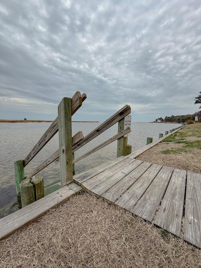 view of dock featuring a water view