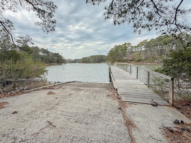 dock area featuring a water view