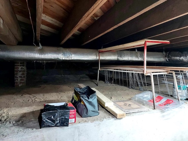 view of unfinished attic