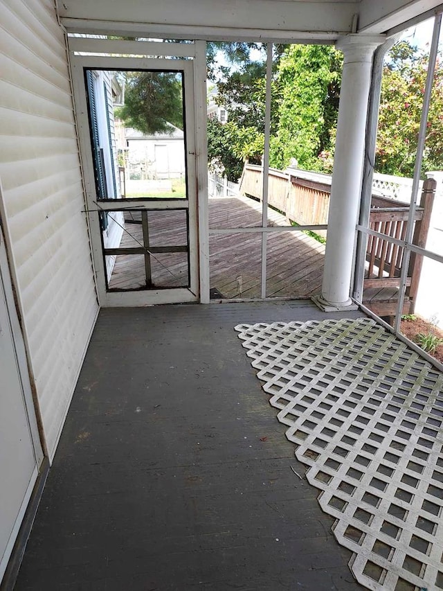 view of unfurnished sunroom