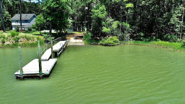 dock area featuring a water view