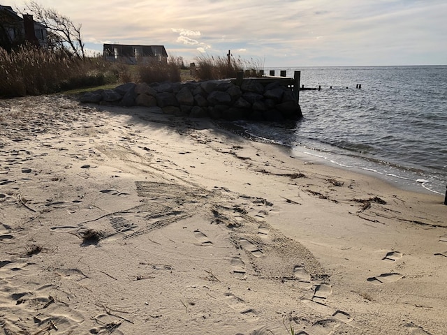 view of water feature with a view of the beach