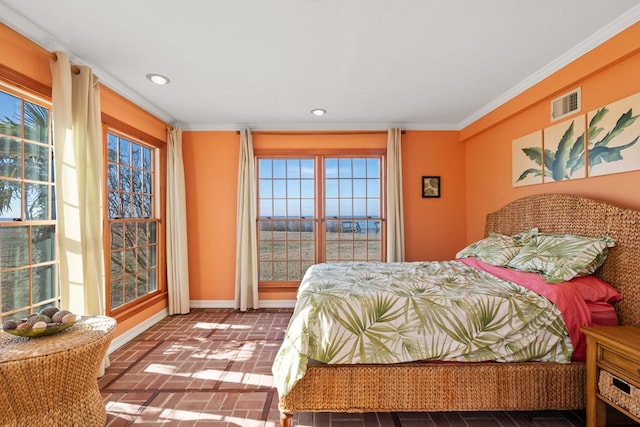 bedroom featuring ornamental molding