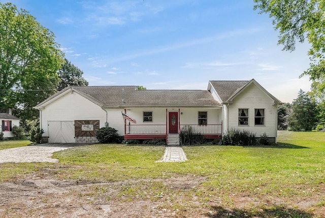 28099 Harborton Rd, Harborton, VA 23389 - ranch-style home with an attached garage, a porch, a front lawn, and driveway