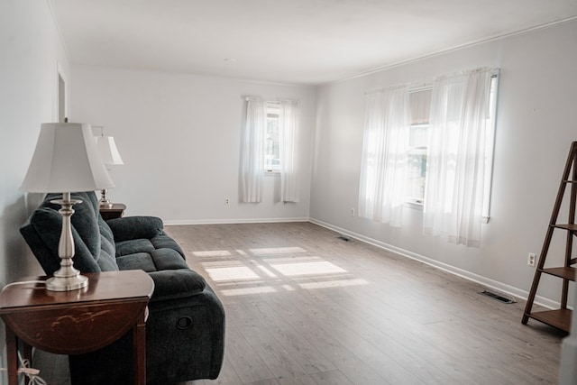 living room with light wood-type flooring