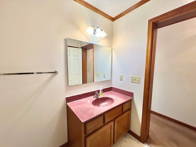 bathroom featuring vanity and crown molding