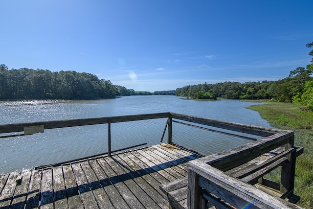 24324 Adams Hill Dr, Accomac, VA 23301 - dock with a forest view and a deck with water view