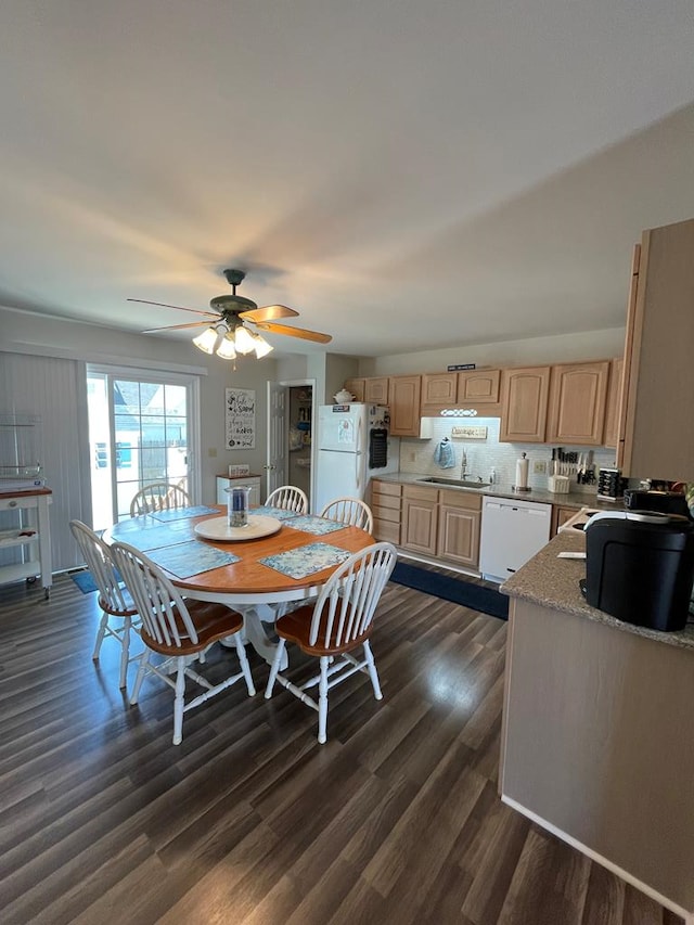 4097 Grand Bay Ct, Chincoteague, VA 23336 - dining space with dark wood-type flooring and a ceiling fan