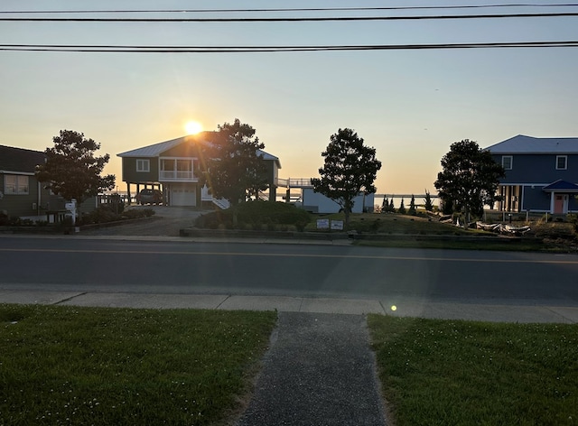 view of road with a water view