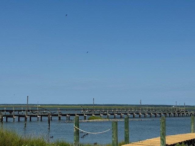 property view of water featuring a dock