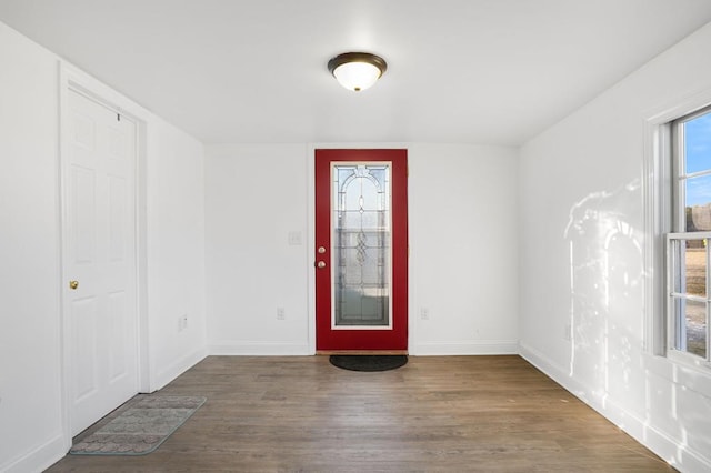 entryway featuring dark wood-type flooring