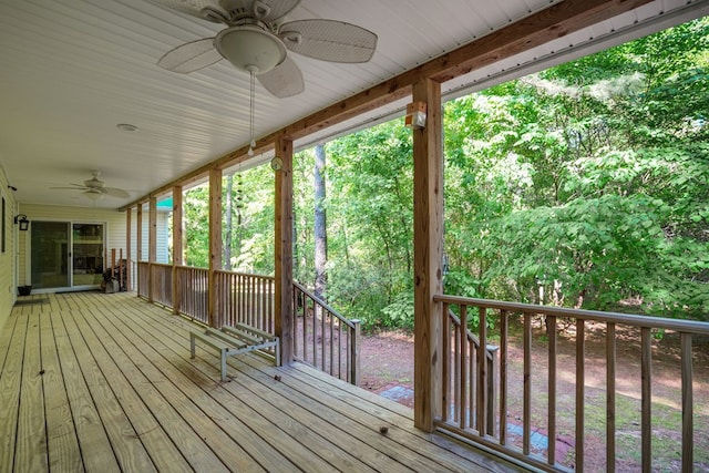 3315 Seaside Rd, Exmore, VA 23350 - wooden deck featuring a ceiling fan