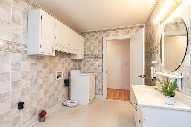 24103 Adelaide St, Parksley, VA 23421 - bathroom with tile walls and vanity