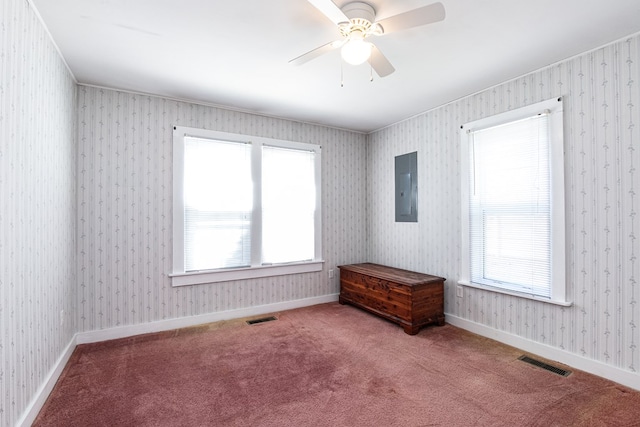 24103 Adelaide St, Parksley, VA 23421 - carpeted spare room featuring electric panel and a ceiling fan
