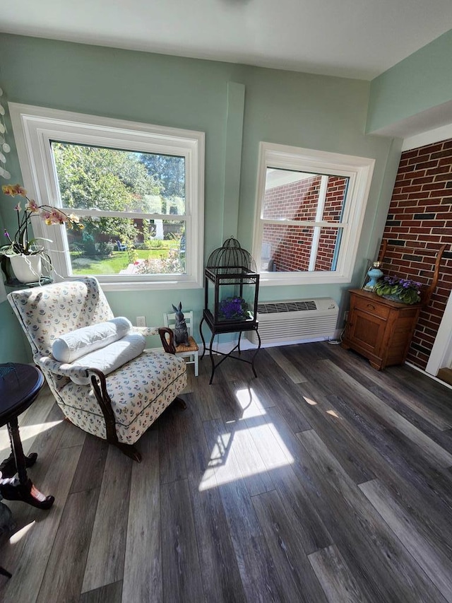 living area featuring dark hardwood / wood-style flooring