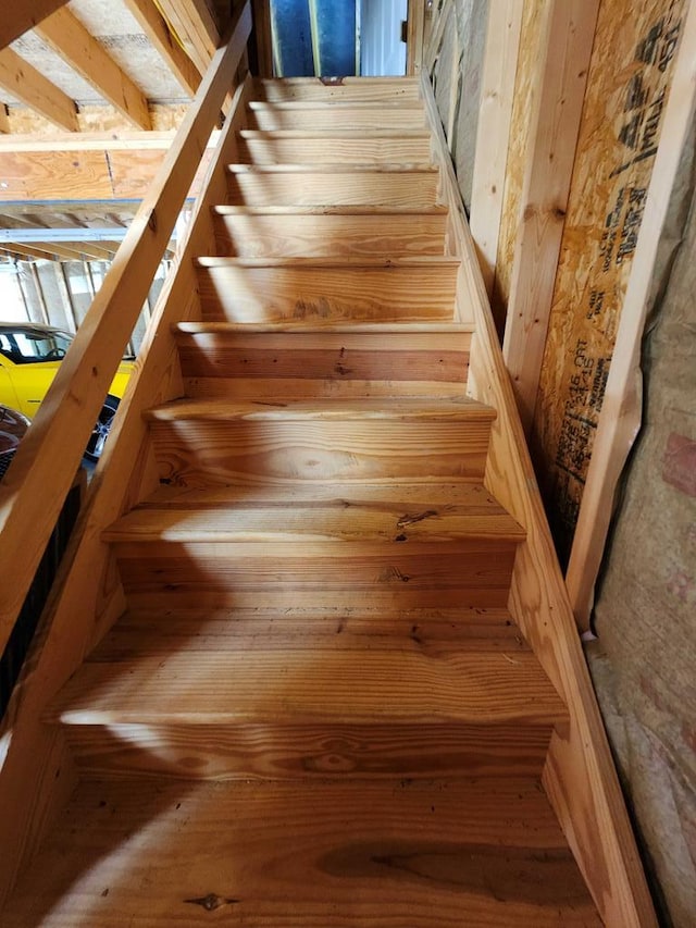 stairs with wood-type flooring