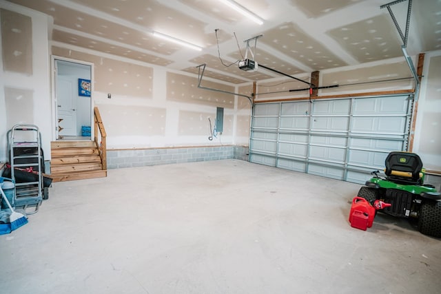 garage with a garage door opener