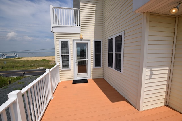 deck with a water view