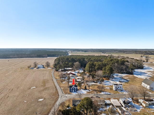 aerial view with a rural view