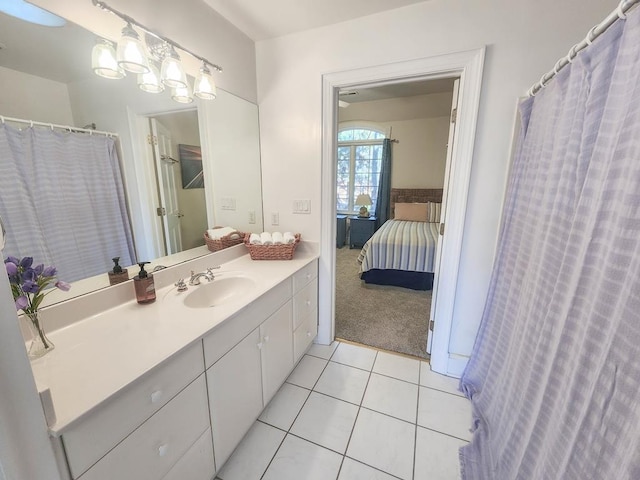 bathroom featuring vanity and tile patterned flooring