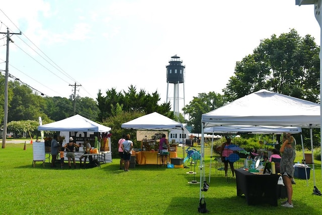 view of community featuring a yard and a gazebo