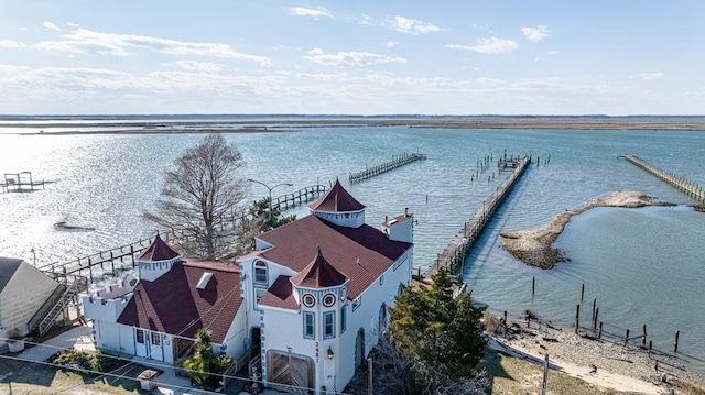 3481 Main St, Chincoteague, VA 23336 - drone / aerial view featuring a water view