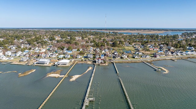 3481 Main St, Chincoteague, VA 23336 - birds eye view of property with a residential view and a water view