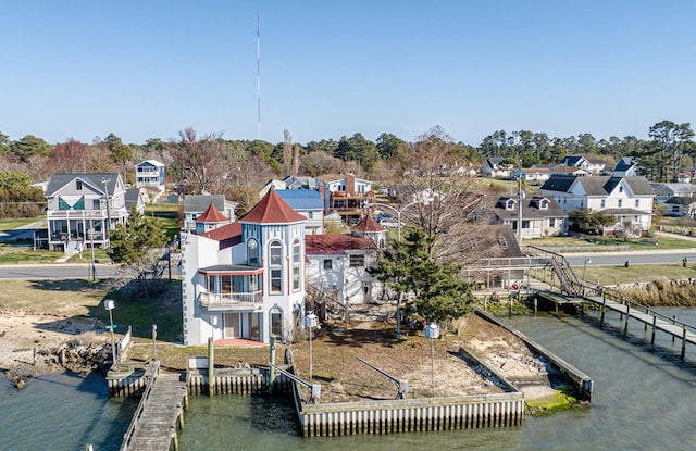 3481 Main St, Chincoteague, VA 23336 - birds eye view of property featuring a residential view and a water view