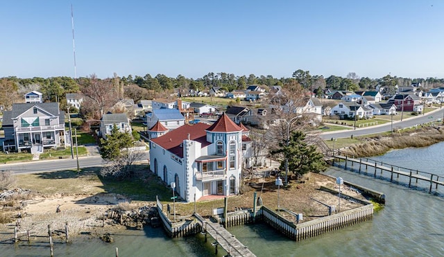 3481 Main St, Chincoteague, VA 23336 - drone / aerial view featuring a water view and a residential view