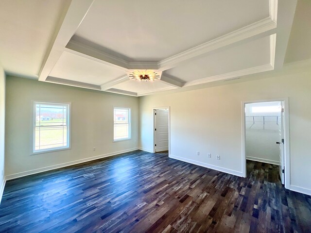 37734 Blue Crab Cir, Painter, VA 23420 - spare room with beam ceiling, dark wood-style floors, coffered ceiling, and baseboards