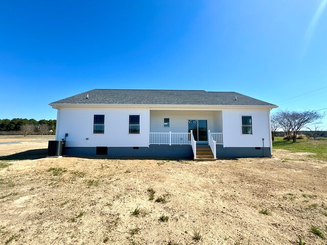 37734 Blue Crab Cir, Painter, VA 23420 - rear view of property with covered porch and central AC unit