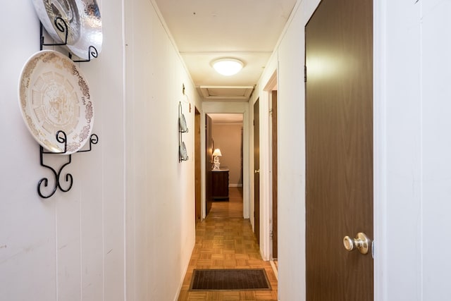 31510 Sunset Dr, Painter, VA 23420 - hall featuring visible vents and attic access