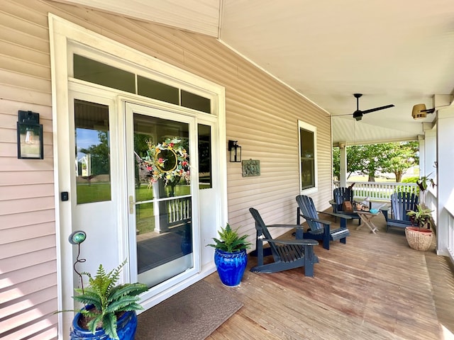 2453 Sand Hill Dr, Cape Charles, VA 23310 - wooden porch featuring ceiling fan