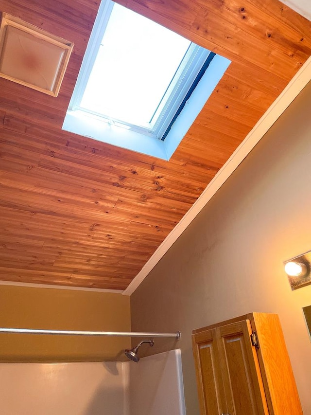 room details featuring wood ceiling and ornamental molding