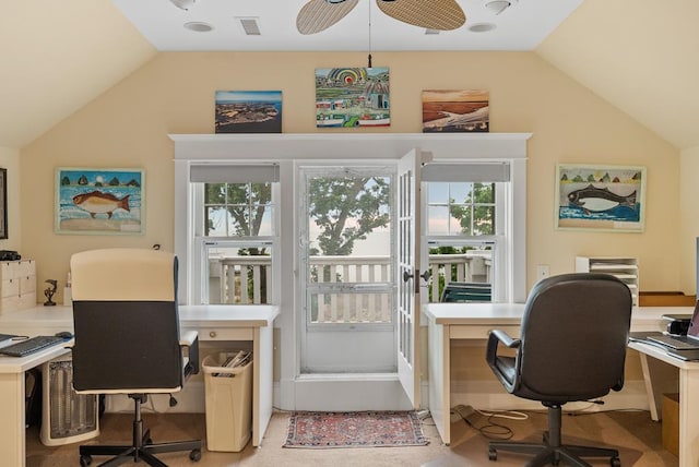 306 Bay Ave, Cape Charles, VA 23310 - office area with lofted ceiling and a ceiling fan