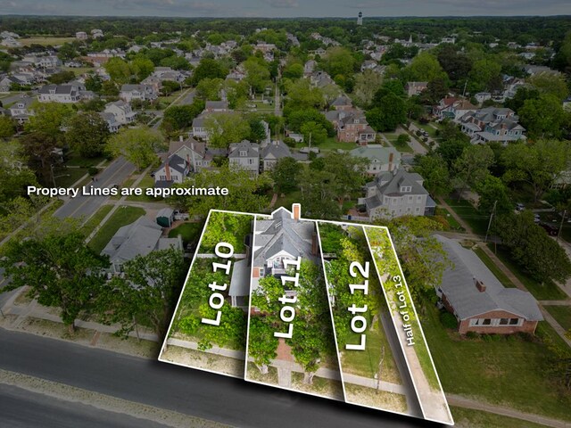 306 Bay Ave, Cape Charles, VA 23310 - aerial perspective of suburban area featuring property boundaries highlighted