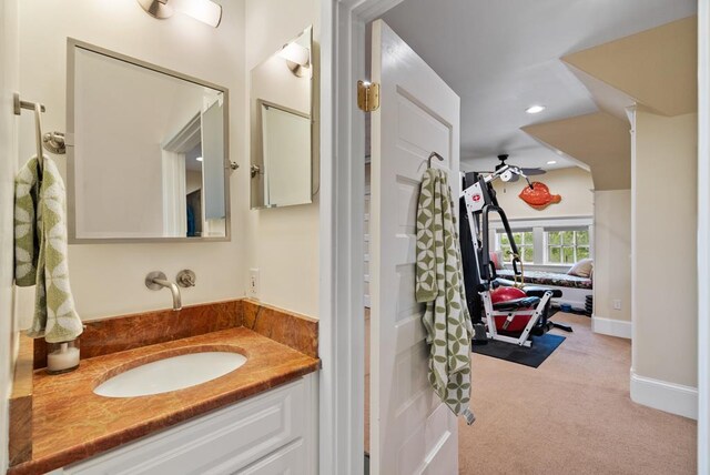 306 Bay Ave, Cape Charles, VA 23310 - bathroom featuring vanity and recessed lighting