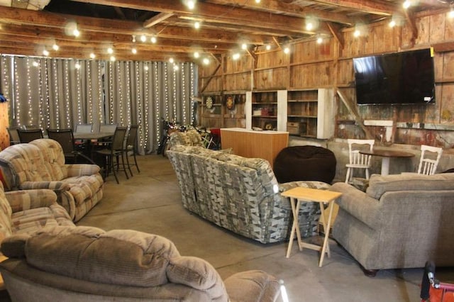 living room with concrete flooring